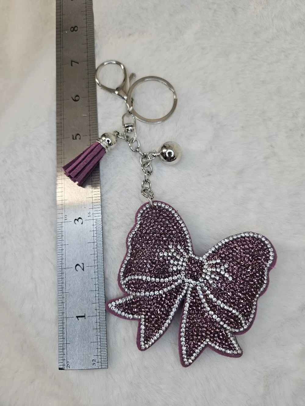 Sparkling Purple Bow Keychain Tassel Charm